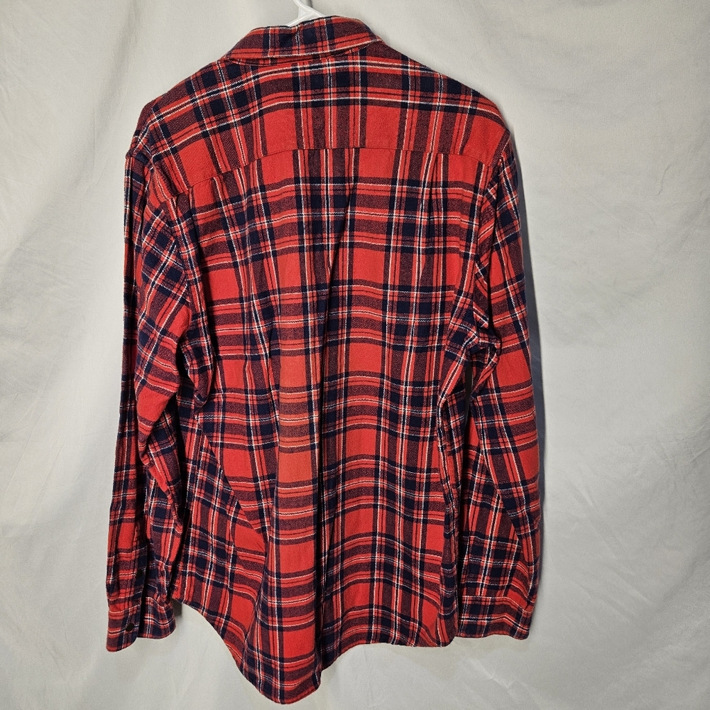 Obey Shirt Sz Large Button Up, Long Sleeve Snapss Pockets Plaid Red - Picture 2 of 7